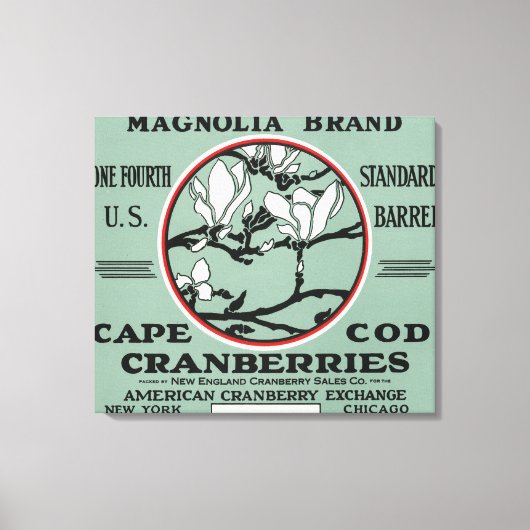 Cape Cod Magnolia Brand Cranberry Label Canvas Afdruk (Voorkant)