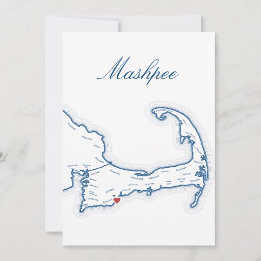 Cape Cod Mashpee Huwelijkskaart Tafelnaamkaart Kaart (Voorkant)