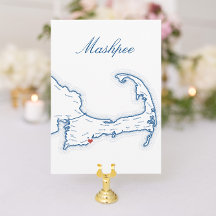 Cape Cod Mashpee Huwelijkskaart Tafelnaamkaart