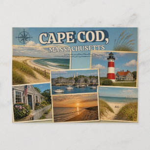 Cape Cod Mass. Ansichtkaart Feestdagenkaart