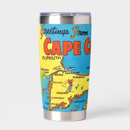 Cape Cod Mass Kaart Geïsoleerde Tumbler Drinkbeker (Voorkant)