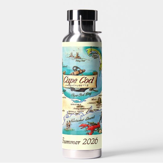 Cape Cod Mass Kaart Op Maat Waterfles (Links)