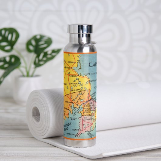 Cape Cod Mass Kaart Waterfles (Yoga (Gedraaid) )