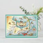 Cape Cod Massachusetts 5x7 Map Postcard Bedankkaart (Staand voorkant)