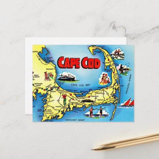 Cape Cod Massachusetts Ansichtkaart Briefkaart (Voorkant / Achterkant in situ)