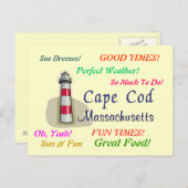 Cape Cod Massachusetts Briefkaart (Voorkant / Achterkant)