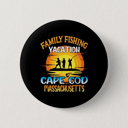 Cape Cod Massachusetts Gezinsvissenvakantie Zonson Ronde Button 5,7 Cm (Voorkant)