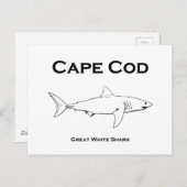 Cape Cod Massachusetts Great White Shark Logo Briefkaart (Voorkant / Achterkant)