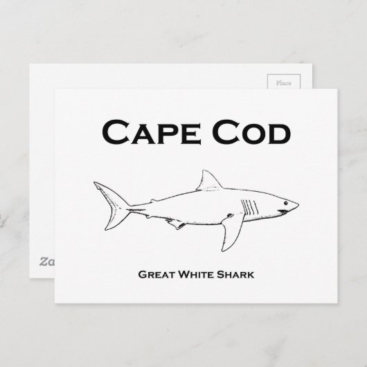 Cape Cod Massachusetts Great White Shark Logo Briefkaart (Voorkant / Achterkant)