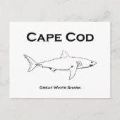 Cape Cod Massachusetts Great White Shark Logo Briefkaart (Voorkant)