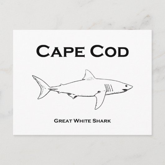 Cape Cod Massachusetts Great White Shark Logo Briefkaart (Voorkant)