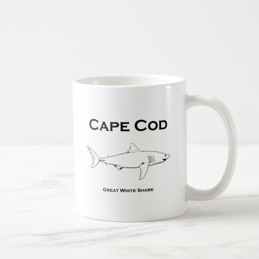 Cape Cod Massachusetts Great White Shark Logo Koffiemok (Rechts)