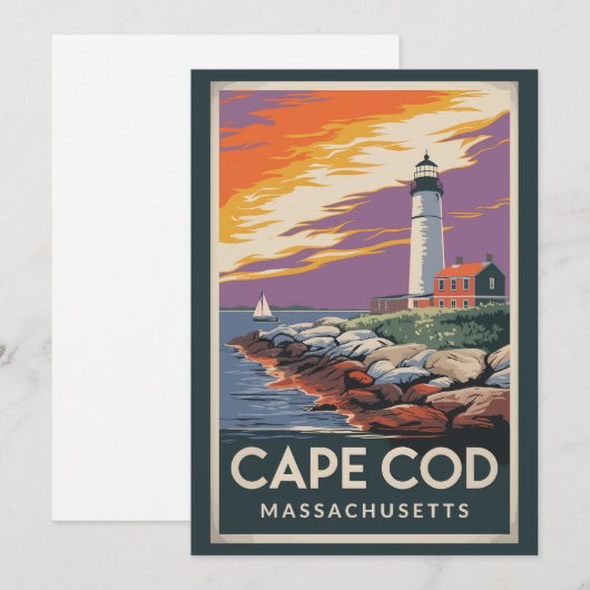 Cape Cod Massachusetts Illustratie Reis Kunst Kaart (Voorkant / Achterkant)