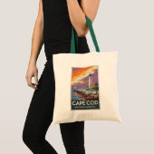 Cape Cod Massachusetts Illustratie Reis Kunst Tote Bag (Voorkant (product))