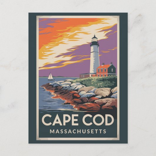 Cape Cod Massachusetts Illustratie Reiskunst Briefkaart (Voorkant)