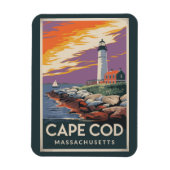 Cape Cod Massachusetts Illustratie Reiskunst Magneet (Verticaal)