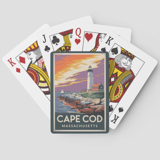 Cape Cod Massachusetts Illustratie Reiskunst Pokerkaarten (Achterkant)