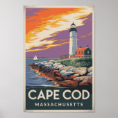 Cape Cod Massachusetts Illustratie Reiskunst Poster (Voorkant)