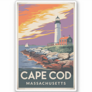 Cape Cod Massachusetts Illustratie Reiskunst Sticker