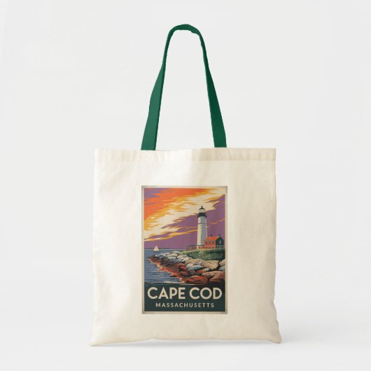 Cape Cod Massachusetts Illustratie Reiskunst Tote Bag (Voorkant)