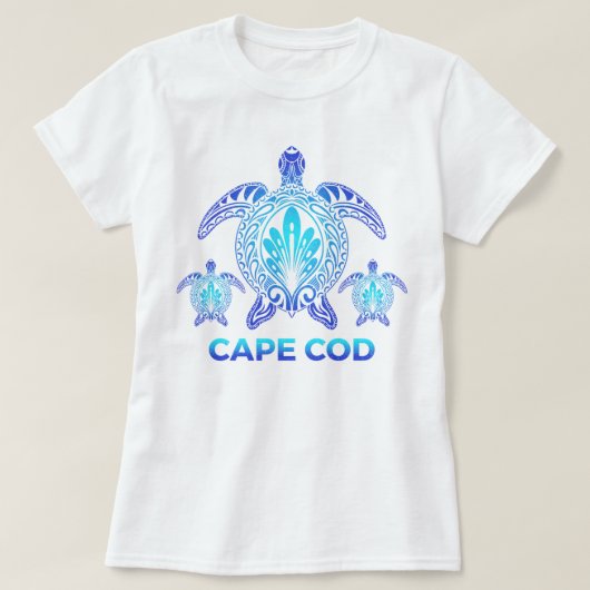 Cape Cod Massachusetts MA Blue Zee Turtle Souvenir T-shirt (Design voorkant)