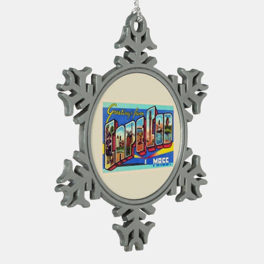 Cape Cod Massachusetts MA Large Letter Postcard Tin Sneeuwvlok Ornament (Links)