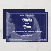 Cape Cod Massachusetts  Map Wedding Invitat