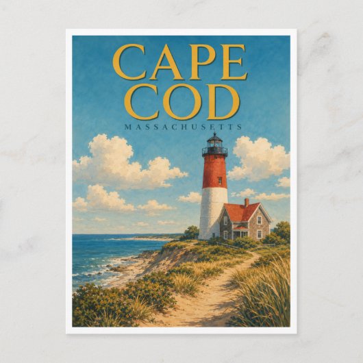 Cape Cod Massachusetts Nauset Light GeoSaga Briefkaart (Voorkant)