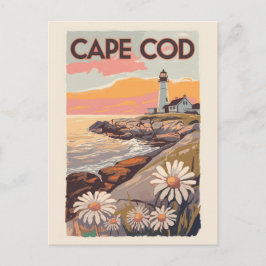 Cape Cod Massachusetts Painterly Travel Art Retro Briefkaart
