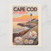 Cape Cod Massachusetts Painterly Travel Art Retro Briefkaart (Voorkant)