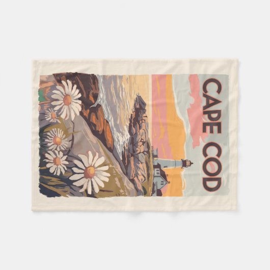 Cape Cod Massachusetts Painterly Travel Art Retro Fleece Deken (Voorkant (Horizontaal))