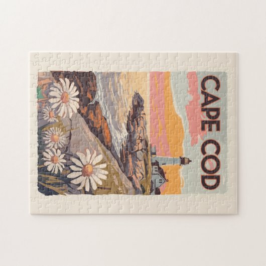 Cape Cod Massachusetts Painterly Travel Art Retro Legpuzzel (Horizontaal)