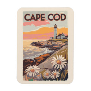 Cape Cod Massachusetts Painterly Travel Art Retro Magneet