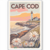 Cape Cod Massachusetts Painterly Travel Art Retro Sticker (Voorkant)