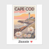 Cape Cod Massachusetts Painterly Travel Art Retro Sticker (Vel)