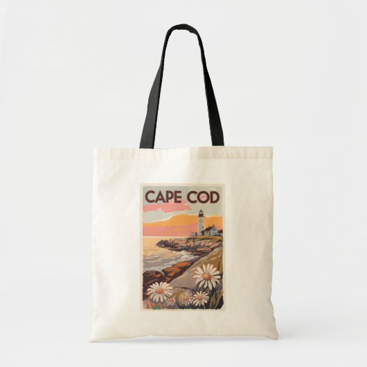 Cape Cod Massachusetts Painterly Travel Art Retro Tote Bag (Voorkant)
