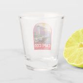 Cape Cod Massachusetts Reis Kunst Embleem Shot Glas (Achterkant)