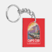 Cape Cod Massachusetts Reis Kunst Embleem Sleutelhanger (Voorkant Links)