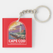 Cape Cod Massachusetts Reis Kunst Embleem Sleutelhanger (Achterkant)
