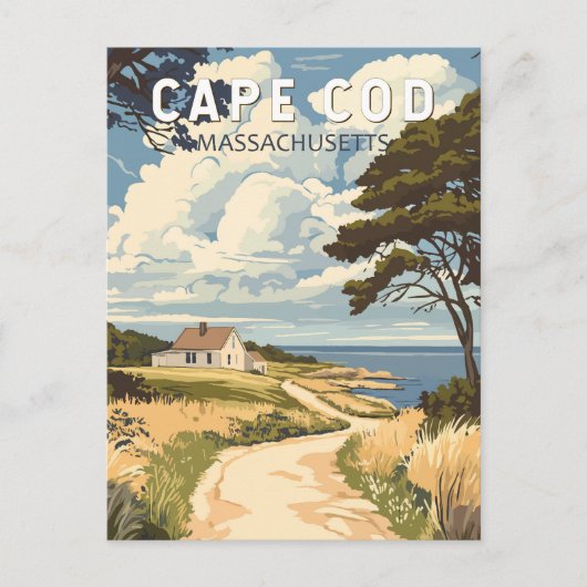 Cape Cod Massachusetts Reis Kunst Vintage Briefkaart (Voorkant)