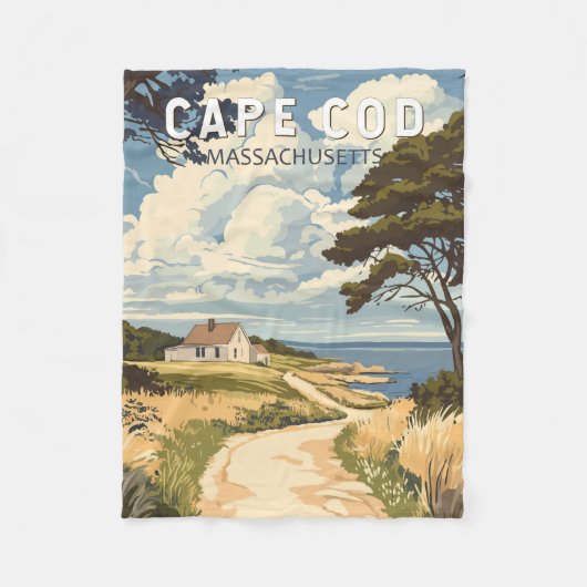 Cape Cod Massachusetts Reis Kunst Vintage Fleece Deken (Voorkant)