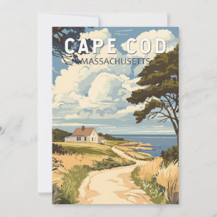 Cape Cod Massachusetts Reis Kunst Vintage Kaart