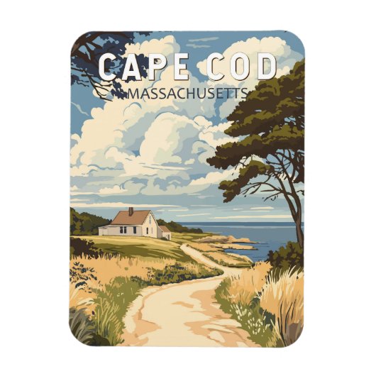 Cape Cod Massachusetts Reis Kunst Vintage Magneet (Verticaal)