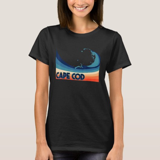 Cape Cod Massachusetts Retro Surf Zeilen & Vissen T-shirt (Voorkant)