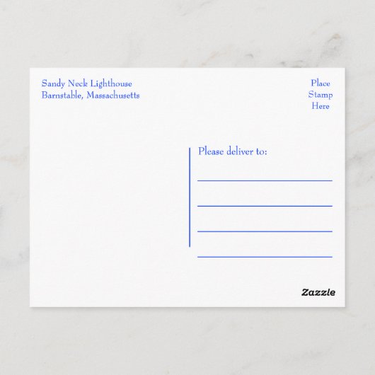 Cape Cod, Massachusetts - Sandy Neck Lighthouse Briefkaart (Achterkant)