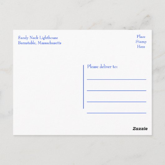 Cape Cod, Massachusetts - Sandy Neck Lighthouse Briefkaart (Achterkant)