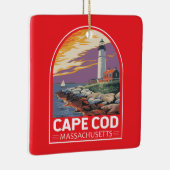 Cape Cod Massachusetts Travel Art Embleem Keramisch Ornament (Rechts)