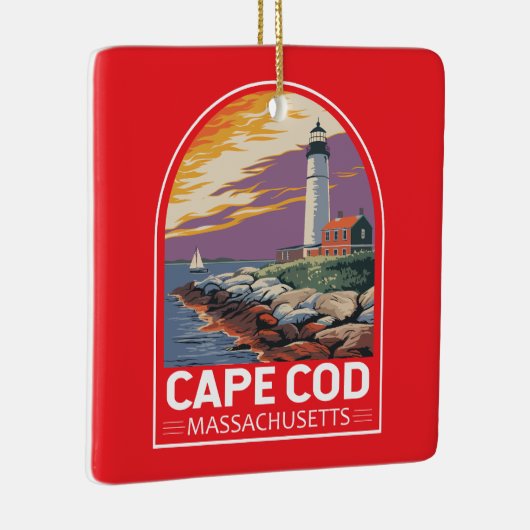 Cape Cod Massachusetts Travel Art Embleem Keramisch Ornament (Rechts)
