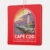 Cape Cod Massachusetts Travel Art Embleem Keramisch Ornament (Links)
