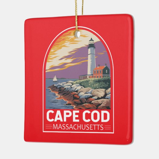 Cape Cod Massachusetts Travel Art Embleem Keramisch Ornament (Links)